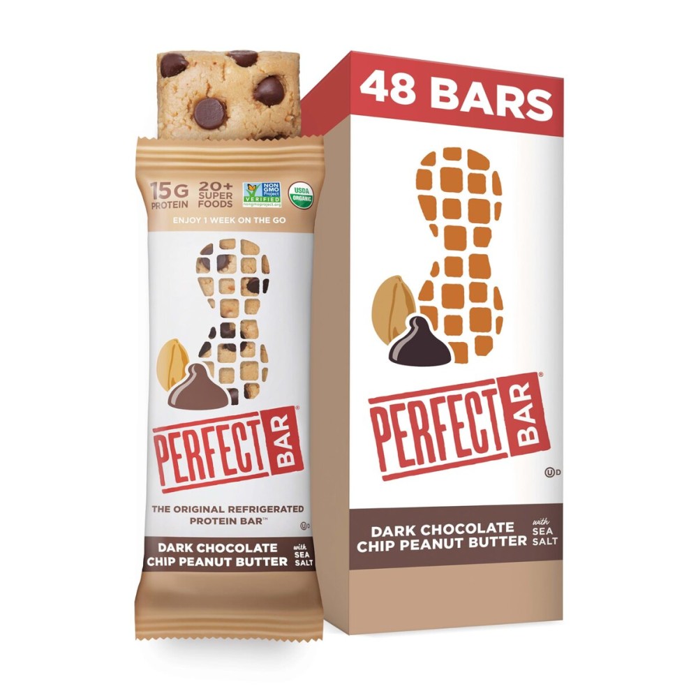 Perfect Bar Original Refrigerated Protein Bar, Dark Chocolate Chip Peanut Butter, 2.3 Ounce Bar, 8 Count (Pack of 6)