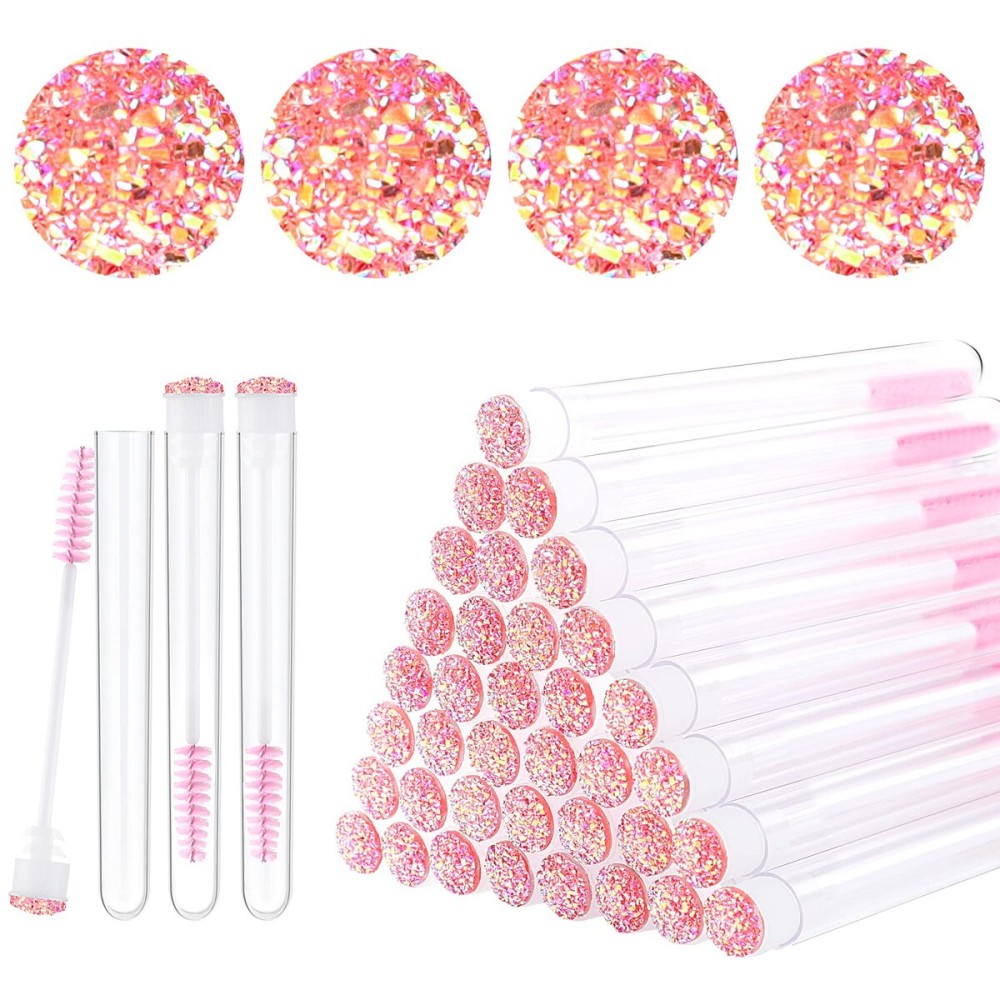 Dming 20pcs Eyelash brush Lash Wand Makeup tool Eyelash Extension supplies Cleaning brush Diamond Mascara star l pink