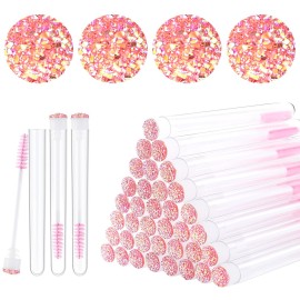 Dming 20pcs Eyelash brush Lash Wand Makeup tool Eyelash Extension supplies Cleaning brush Diamond Mascara star l pink