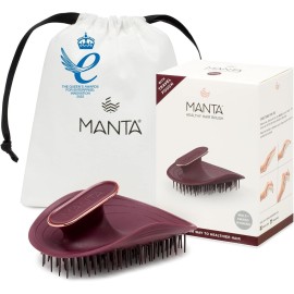 Manta Original Anti-Breakage Hairbrush - Gentle Detangling Brush for Wet & Dry Hair, Flexible Hairbrush for All Types, Healthy Hair Care for Women & Men, Burgundy
