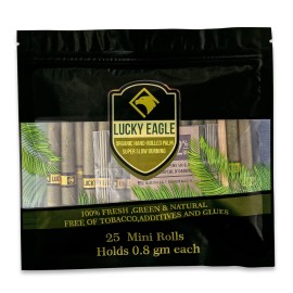 Lucky Eagle Pre Rolled Cones - Hand Rolled Palm Leaf Rolls With Corn Husk Filter - Natural, Organic Pre-Wrapped Mini Cones, 25 Rolls (Mini)