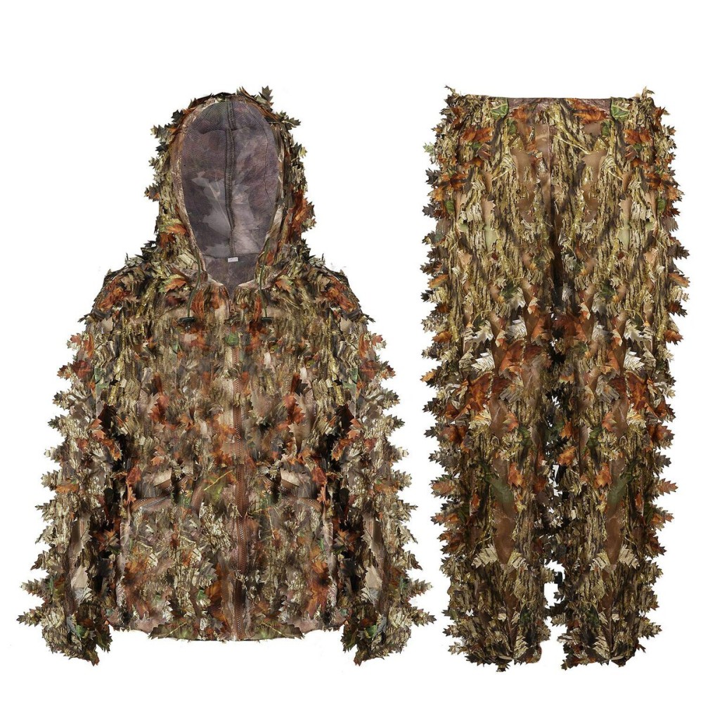 EAmber Ghillie Suit Gilly Hunting Suits Pants 3D Leaf Camo Camouflage Coveralls Youth Adult Lightweight Clothes