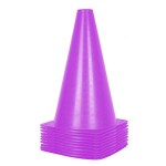 Alyoen 9 inch Traffic Cones, Plastic Sport Cones, Purple Soccer Training Cones for Outdoor Activity & Festive Events (Sets of 10/15/ 20)