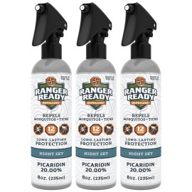 Ranger Ready Repellents Picaridin 20% Tick & Insect Repellent, Night Sky Scent Deet-Free Bug Spray, 8 Oz. (Pack of 3)
