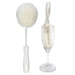 Set of 2 Crystal Stemware & Goblet Glass Cleaning Brush Kit - Non-Scratch Foam Wine Glass Brushes for Washing Glasses, Decanter, Mug, Stemware - for Home, Restaurant, Bar, Hotel - by FryOilSaver Co.