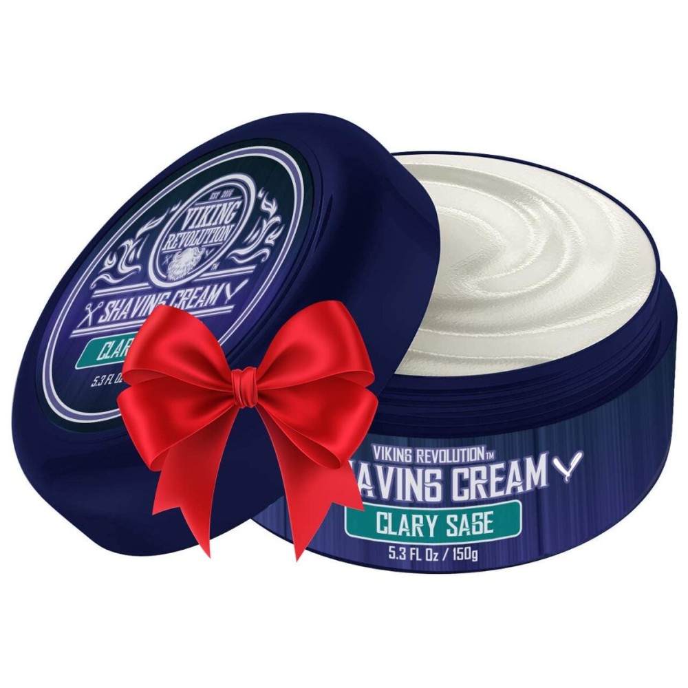 Viking Revolution Luxury Shaving Cream Clary Sage Scent - Soft, Smooth & Silky Shaving Soap - Rich Lather for the Smoothest Shave - 5.3 Fl Oz (Pack of 1)