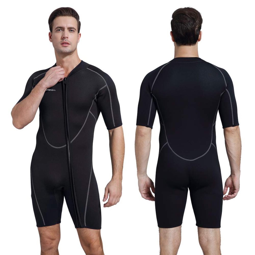 Seaskin Mens 3mm Shorty Wetsuit, Full Body Diving Suit Front Zip Wetsuit for Diving Snorkeling Surfing Swimming 4X-Large