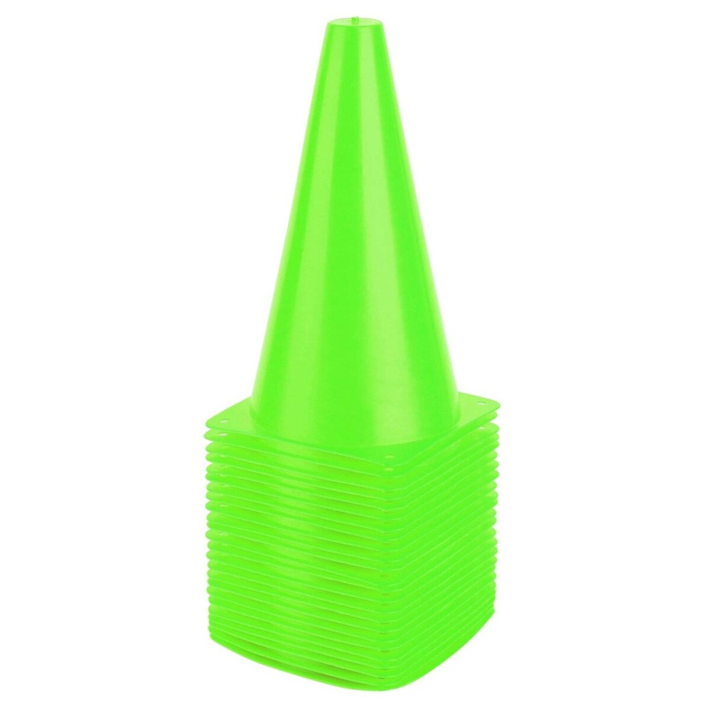 Fragraim 9 Inch Plastic Training Traffic Cones, Sport Cones, Agility Field Marker Cones for Soccer Basketball Football Drills Training, Outdoor Activity or Events - Set of 24, Green