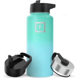 IRON FLASK Camping & Hiking Hydration Flask with Straw, Wide Mouth Insulated Stainless Steel Sports Water Bottle - 32 oz Sky