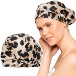 Kitsch Luxury Shower Caps for Women Reusable Waterproof - Large Shower Cap for Women and Men, Non-slip, Quick-dry Hair Cap for Long & Short Hair, Comfortable and Stylish Design - Leopard
