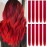 TOFAFA 22 inch Colored Hair Extensions Straight Hairpiece, Colorful Hair Extensions Party Highlights Clip in Long Synthetic for Christmas Girls Women Kids Cosplay Favor Gift(10 PCS Red)