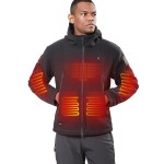 DEWBU Heated Jacket Polar Fleece with 12V Battery Pack Soft Fleece Electric Heating Hoodie for Men, Black, L