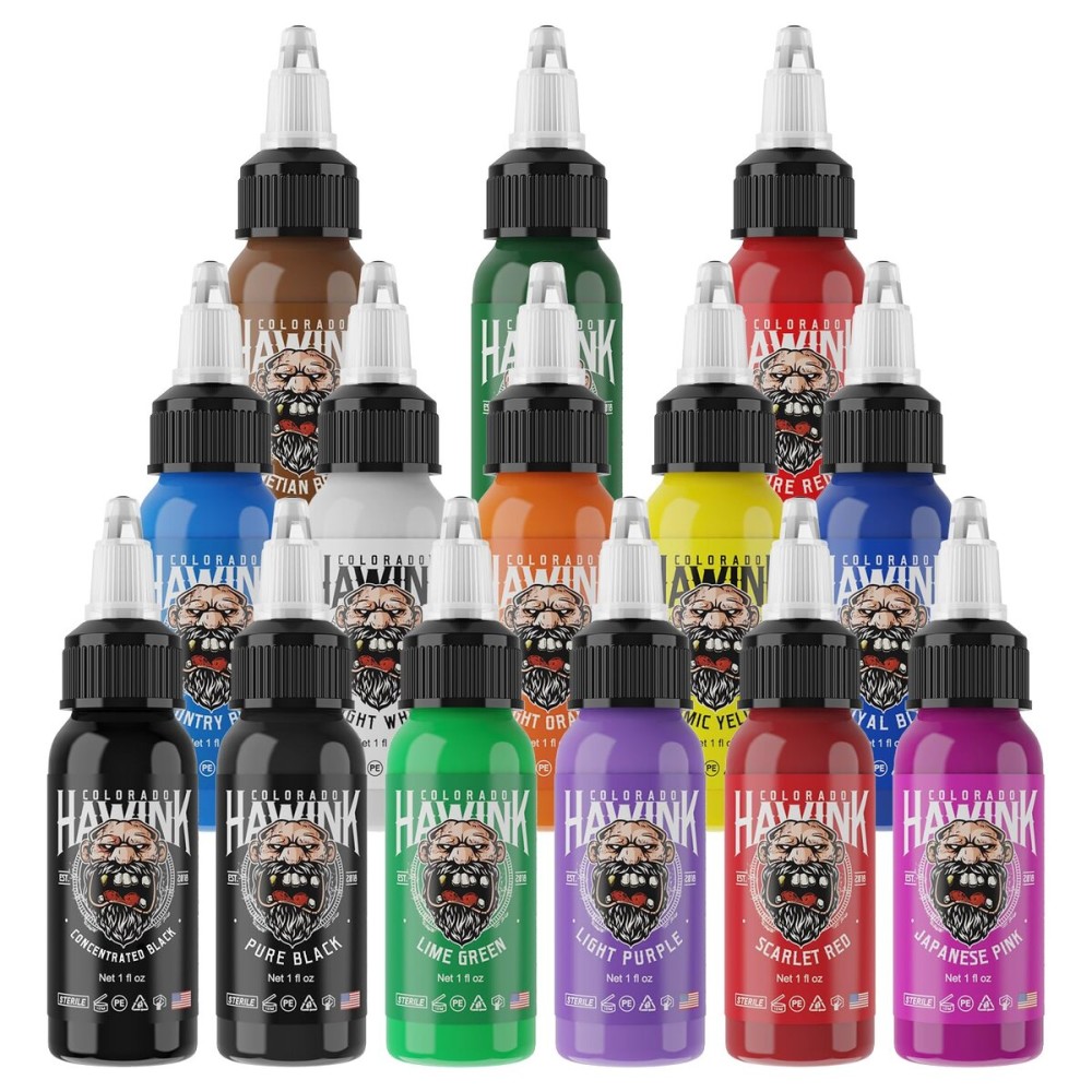 Hawink Tattoo Ink Set 1oz (30ml) Tattoo Supply 14 Colors Pigment Kit Ink USA TI203-30-14