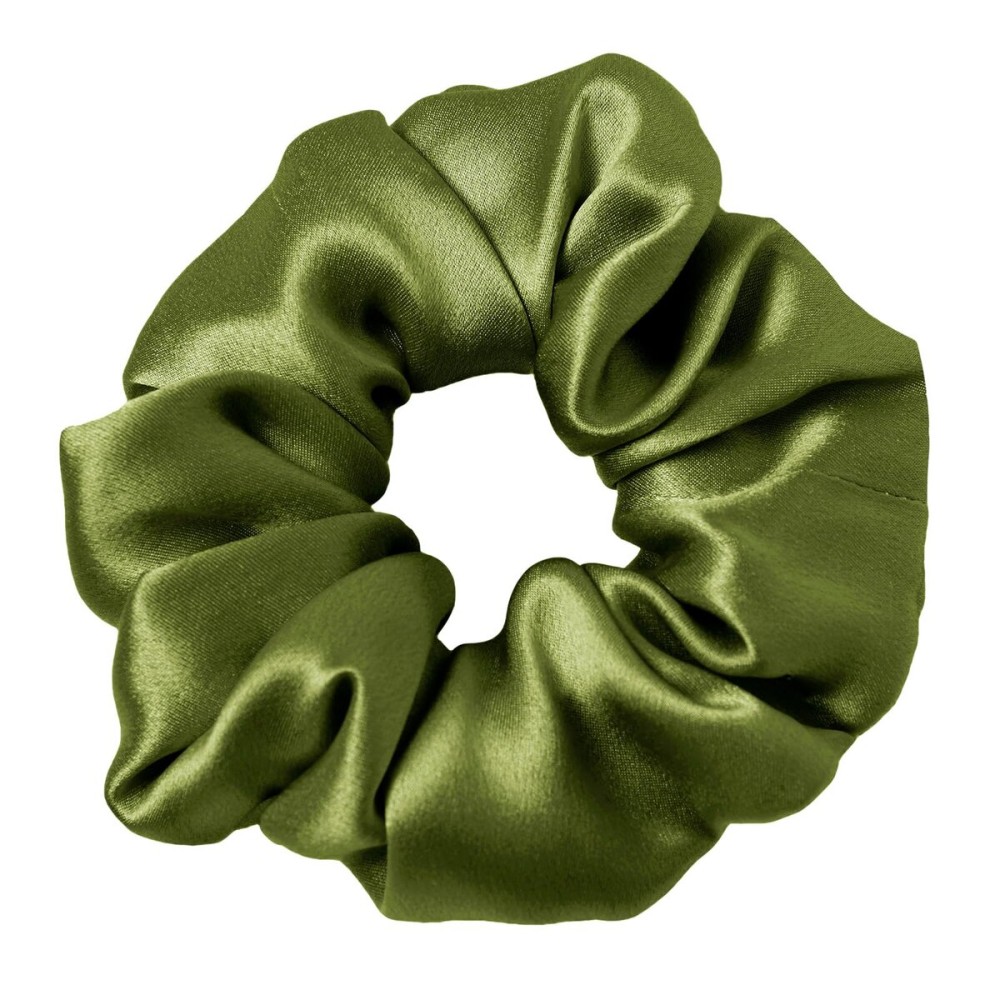 LilySilk Silk Hair Scrunchy, 100% Mulberry Silk Ponytail Holder, Frizz & Breakage Prevention, No Damage, Dark Green, 1 Count
