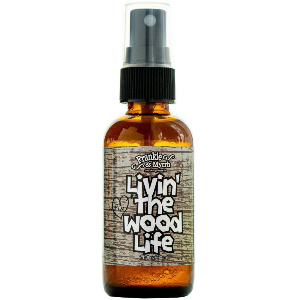 Frankie & Myrrh Livin\' The Wood Life Aromatherapy Spray - Patchouli, Vanilla, Sandalwood, Cedar. Relaxation and Meditation Essential Oil Freshwater Mist. 100% Pure Oils.