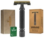VIKINGS BLADE Double Edge Safety Razor for Men + 5 Swedish Steel Blades + Luxury Case. Smooth, Reusable, Recyclable (Chieftain 5 BC)