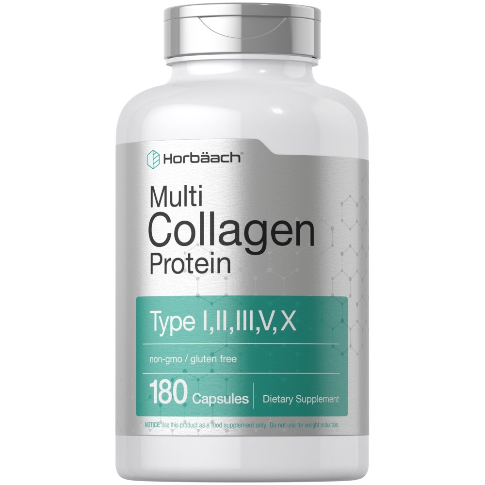 Horbach Multi Collagen Protein 2000 mg | 180 Capsules | Hydrolyzed Collagen Type I, II, III, V, X | Keto & Paleo Friendly, Non-GMO, Gluten Free Supplement