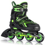 2PM SPORTS Torinx Green Boys Adjustable Inline Skates, Fun Beginner Roller Skates for Kids, Youth, Girls, Men and Women (Green, Large - Youth (4-7 US))