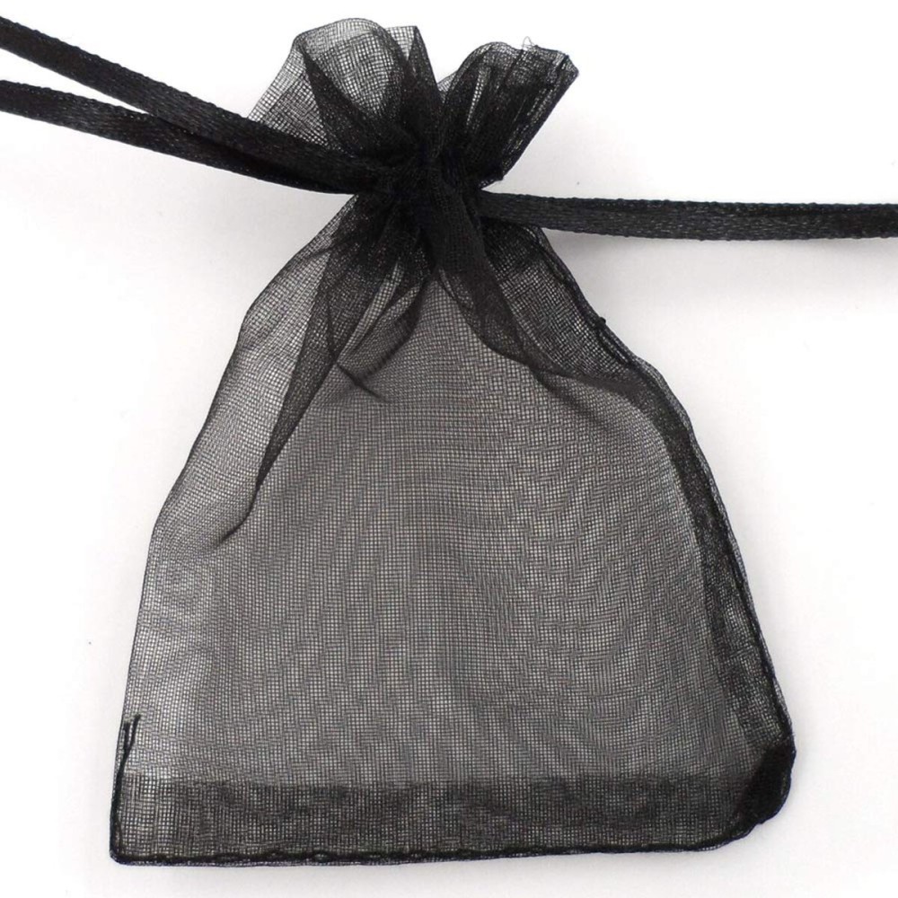 ATCG 50pcs 8x12 Inches Large Drawstring Organza Bags Decoration Festival Wedding Party Favor Makeup Pouches (Black)