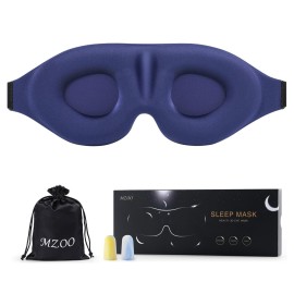 MZOO Luxury Sleep Eye Mask for Side Sleeper Men Women, Zero Eye Pressure 3D Sleeping Mask, Light Blocking Patented Design Night Blindfold, Soft Eye Shade Cover for Travel, Blue