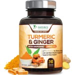 Turmeric Curcumin Supplement 1950mg - 95% Curcuminoids with Organic Turmeric & Ginger, BioPerine Black Pepper for Best Absorption, Nature\'s Vegan Joint Support, Non-GMO, Bottled in USA - 240 Capsules