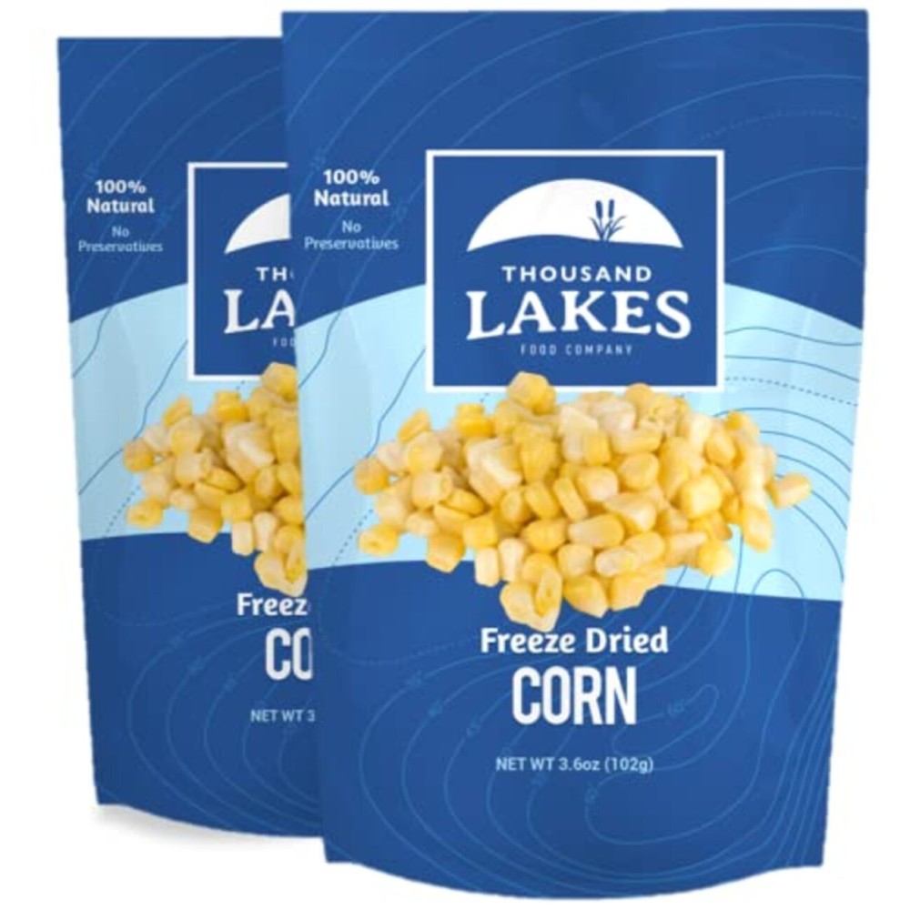 Thousand Lakes Freeze Dried Vegetables - Sweet Corn 2-pack 3.6 ounces (7.2 ounces total) | 100% Whole Sweet Corn Kernels