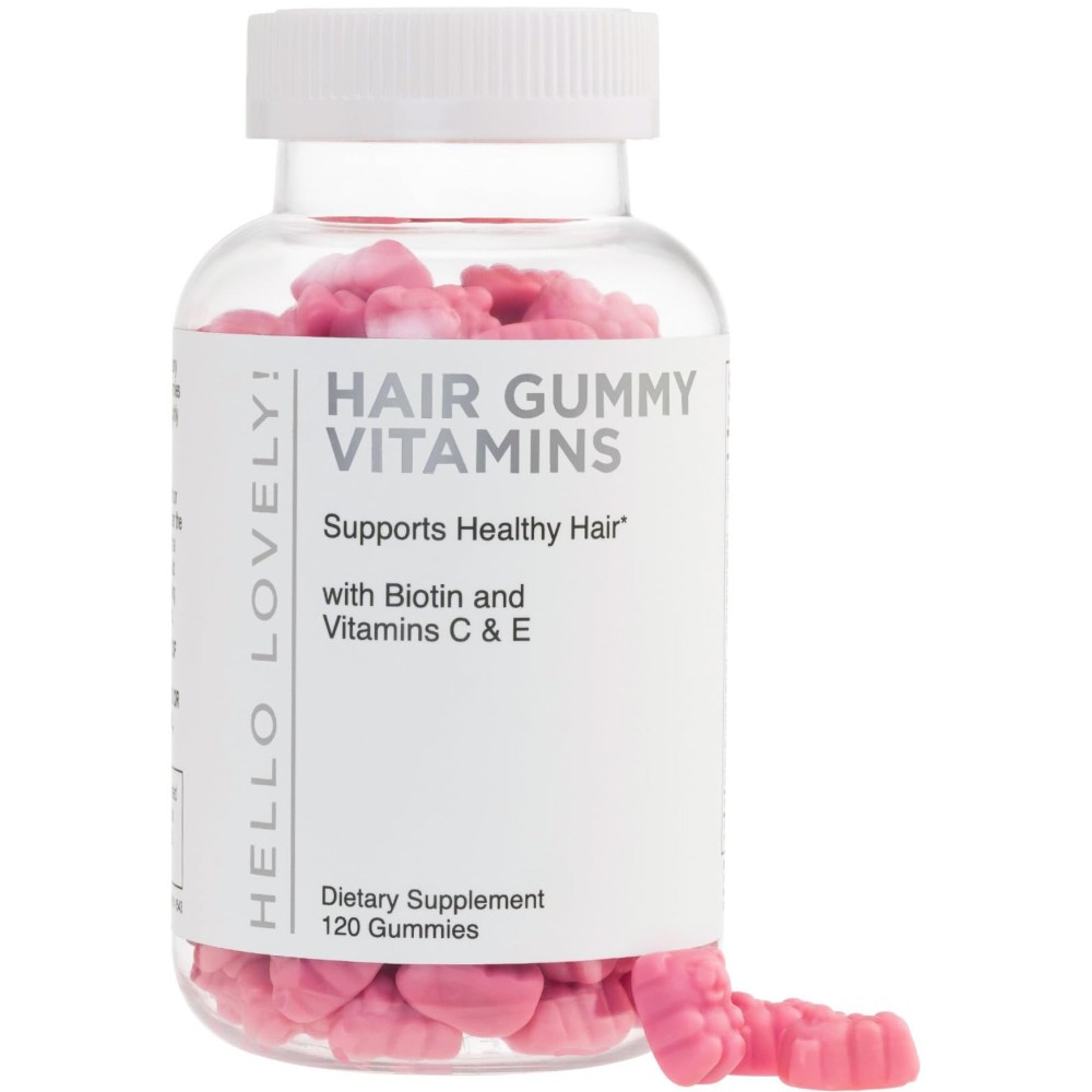 Hair Vitamins Gummies - Biotin 5000 mcg with Vitamin E, C & Zinc, Hair Growth Vitamins for Women & Men - Stronger, Beautiful Hair, Skin & Nails Supplement, Non-GMO & Gluten-Free - 120 Gummy Bears