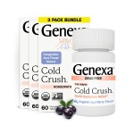 Genexa Cold Crush | Multi-Symptom Cough & Cold Relief for Adults | Delicious Organic Acai Berry Flavor | Certified Organic & Non-GMO | Homeopathic Remedy Made Clean | 180 Chewable Tablets (3 Pack)