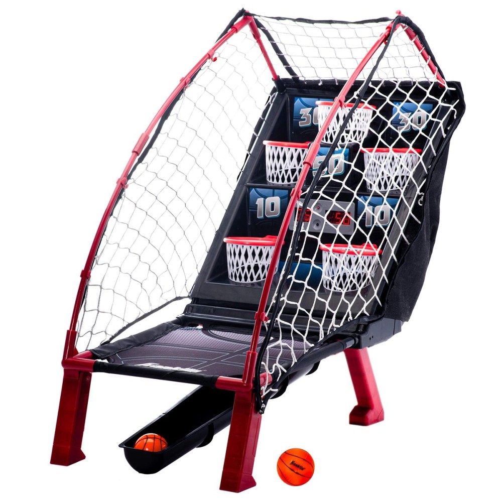 Franklin Sports Anywhere Basketball Arcade Game - Table Top Basketball Arcade Shootout- Indoor Electronic Basketball Game for Kids Game Room