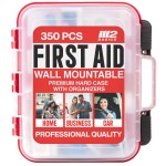 M2 BASICS Professional 350-Piece Emergency First Aid Kit for Car, Home, Office & Business - Organized Dual-Layer Hard Case, Wall-Mountable Medical Supply Organizer, OSHA Workplace Safety