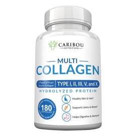 Multi Collagen Pills - 180 Collagen Pills - Type I, II, III, V & X Collagen Capsules - Unique Blend of Collagen Peptides Capsules - Wild Fish, Eggshell, Chicken & Grass-Fed Beef Collagen Supplements