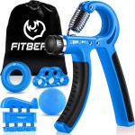 FitBeast Grip Strengthener Forearm Strengthener Hand Grips Strengthener Kit - 5 Pack Adjustable Resistance (Light Blue)
