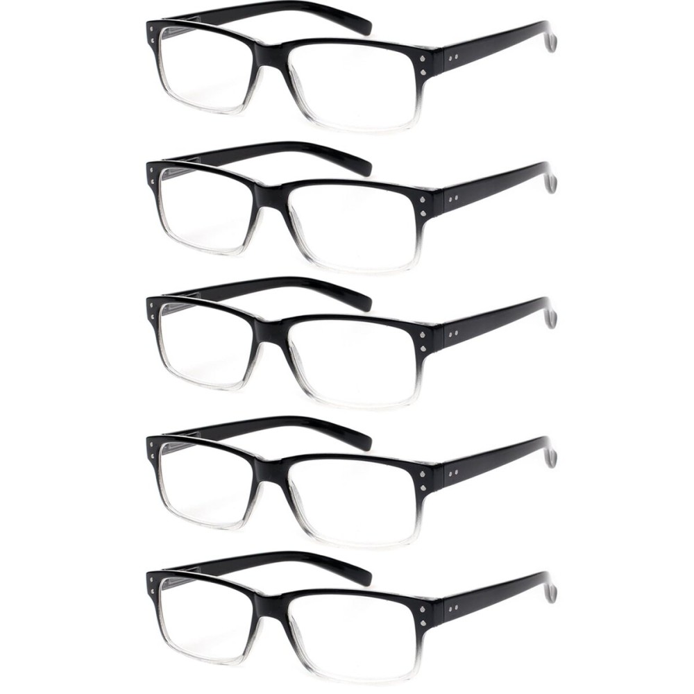 NORPERWIS Reading Glasses 5 Pairs Quality Readers Spring Hinge Glasses for Reading for Men and Women (5pcs - Black/Clear, 1.25)