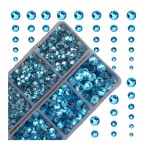 4000pcs Mixed Size Hot Fix Round Crystals Gems Glass Stones Hotfix Flat Back Rhinestones (Aquamarine)