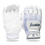 Franklin Sports Adult MLB Shok-Sorb X Batting Gloves, Adult Large, Pair, White/Chrome