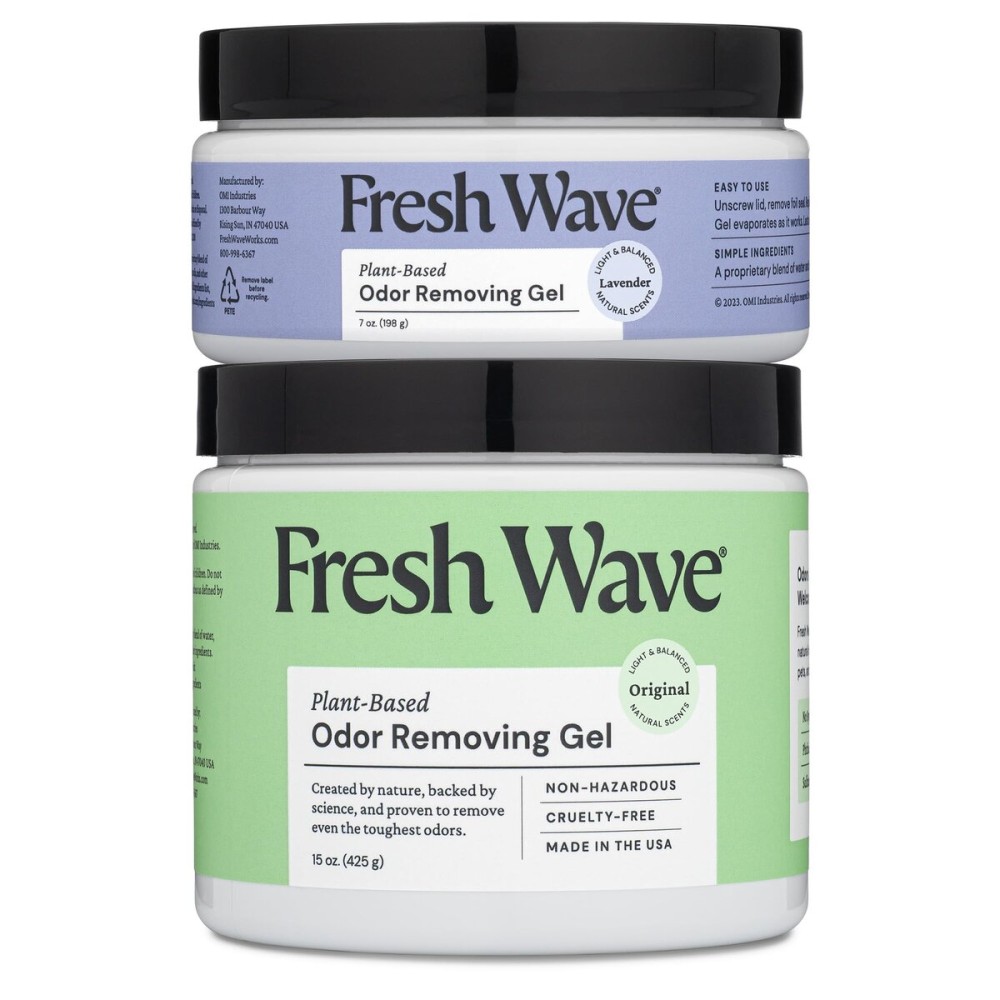 Fresh Wave Odor Removing Gel, Original 15 oz. & Lavender 7 oz.| Safer Odor Absorbers for Home | Natural Plant-Based Odor Eliminator | Every 7 oz. Lasts 15-30 Days | for Cooking, Trash & Pets