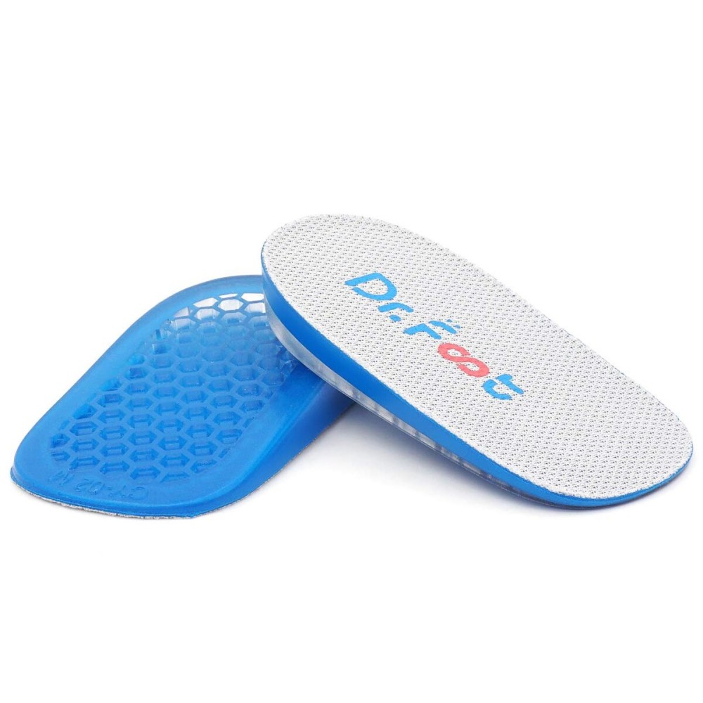 Dr. Foot\'s Height Increase Inserts, Gel Heel Lift Insoles, Shoe Lifts Insoles for Leg Length Discrepancies (1 Height) Blue