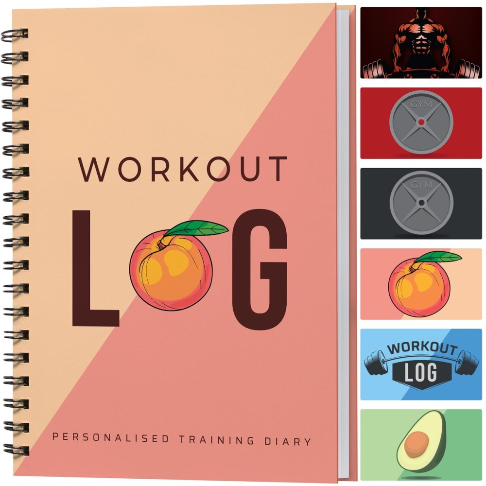 Workout Planner for Daily Fitness Tracking & Goals Setting - A5 Size, 6 x 8, Peachy Pink - Improved Thicker Cover - Men & Women Personal Home & Gym Training Diary - Log Book - by Workout Log Gym