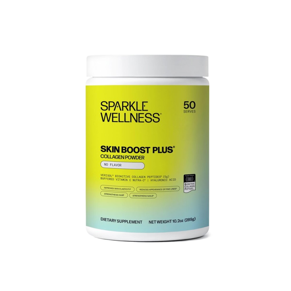 Sparkle Wellness VERISOL Bioactive Hydrolyzed Collagen Peptides | Collagen Powder Supplement with Vitamin C & Hyaluronic Acid for Hair, Skin, and Nail Health | Skin Boost Plus (No Flavor) [50-Serves]