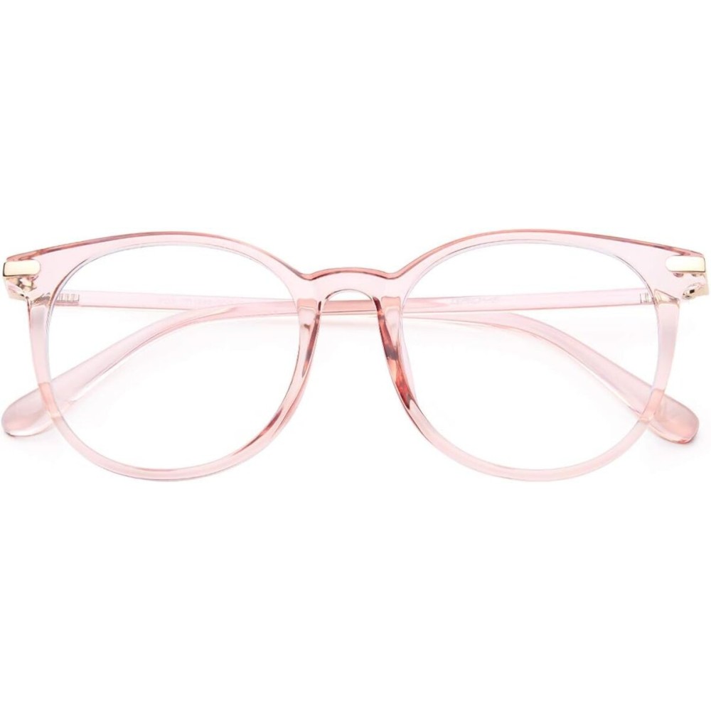 Gaoye Blue Light Blocking Glasses, Retro Round Eyewear Frame Anti Eyestrain Computer Glasses for Women Men - GY1688 (Pink Frame/Transparent Lens)