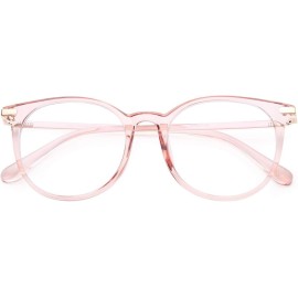 Gaoye Blue Light Blocking Glasses, Retro Round Eyewear Frame Anti Eyestrain Computer Glasses for Women Men - GY1688 (Pink Frame/Transparent Lens)
