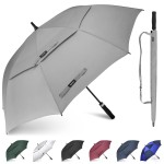Gonex 68 Inch Extra Large Golf Umbrella, Automatic Open Travel Rain Umbrella with Windproof Water Resistant Double Canopy, Oversize Vented Umbrellas for 2-3 Men and UV Protection, Grey