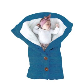 XMWEALTHY Unisex Infant Swaddle Blankets Soft Thick Fleece Knit Baby Girls Boys Stroller Wraps (Dark Blue)