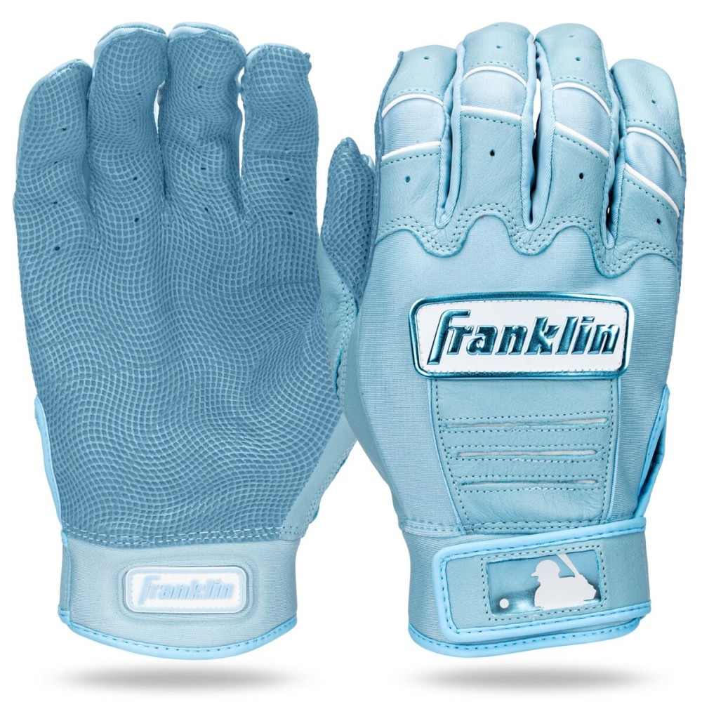 Franklin Sports MLB Baseball Batting Gloves - CFX Pro Adult + Youth Batting Gloves Pair - Baseball + Softball Gear - Carolina Blue Highlight - Youth Medium