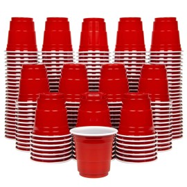 GoBig 200 Pack 2 oz Plastic Shot Cups - Mini 2oz Party Cups, Red