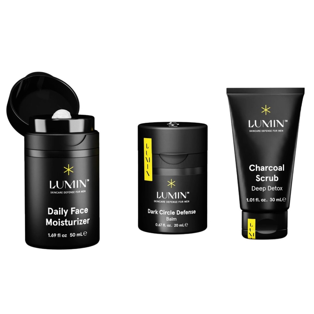 Lumin Skin Care Set Routine for Men - Boss Trio - Men\'s Facial Care Kit, Men\'s Skincare Routine Banish Dark Circles, Puffiness, Clogged Pores - 2 Month Supply