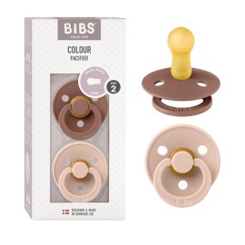 BIBS Pacifiers Colour Collection | Natural Rubber Baby Pacifier | Set of 2 BPA-Free Soothers | Made in Denmark | 18+ Months (Pack of 2) | Woodchuck/Blush