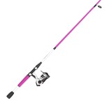 Zebco Roam Spinning Reel and Fishing Rod Combo, 6-Foot 2-Piece Fiberglass Fishing Pole, Split ComfortGrip Handle, Soft-Touch Handle Knob, Size 20 Reel, Changeable Right- or Left-Hand Retrieve, Pink