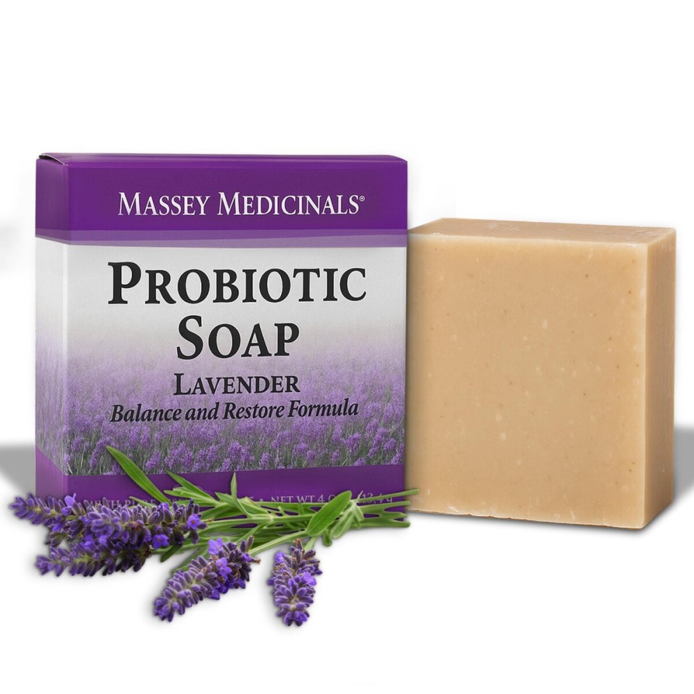 Candida Freedom Massey\'s Lavender Bliss Probiotic Soap Bar - Ideal Gift for a Spa-Like Experience - Perfect for Men & Women - Elevate Your Daily Wash with this Invigorating 4oz Bar