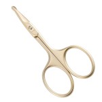 LIVINGO 3.75 Small Safety Facial Nose Hair Scissors, Curved Blade with Rounded Tip Stainless Steel for Manicure Cuticle, Eyebrow, Dry Skin (Gold)
